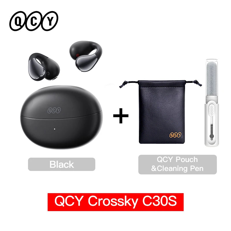 Crossky C30S Open Ear Wireless Earphones Hi-Res with LDAC Ear Clip Earbuds Bluetooth 6.0 Clip on OWS Sports Headphones 40Hrs