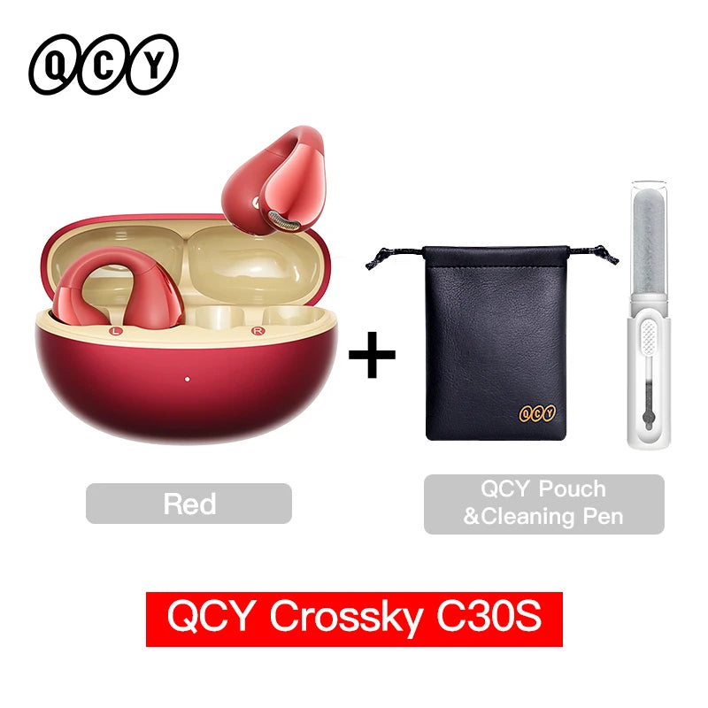 Crossky C30S Open Ear Wireless Earphones Hi-Res with LDAC Ear Clip Earbuds Bluetooth 6.0 Clip on OWS Sports Headphones 40Hrs