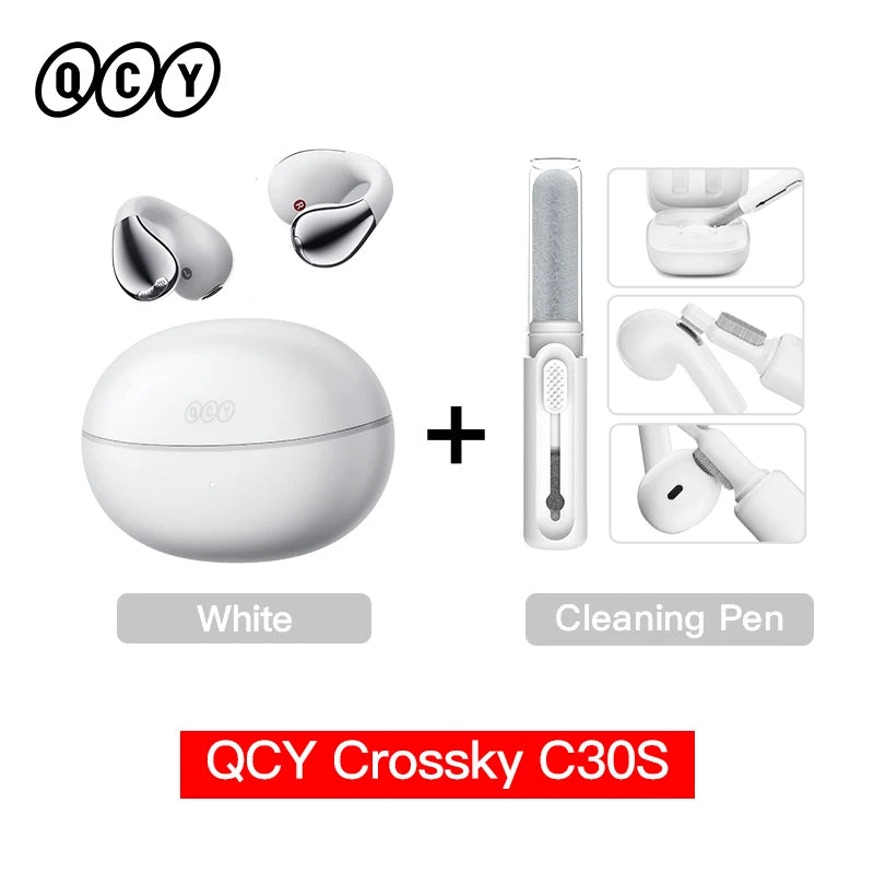 Crossky C30S Open Ear Wireless Earphones Hi-Res with LDAC Ear Clip Earbuds Bluetooth 6.0 Clip on OWS Sports Headphones 40Hrs