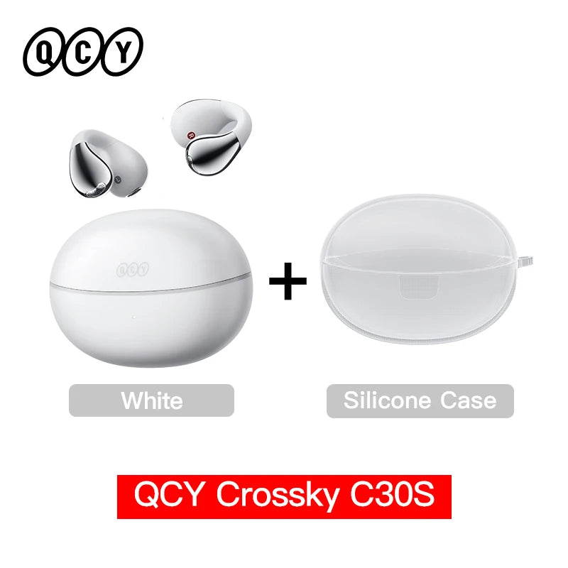 Crossky C30S Open Ear Wireless Earphones Hi-Res with LDAC Ear Clip Earbuds Bluetooth 6.0 Clip on OWS Sports Headphones 40Hrs