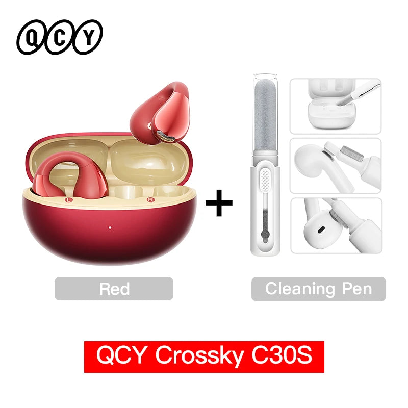 Crossky C30S Open Ear Wireless Earphones Hi-Res with LDAC Ear Clip Earbuds Bluetooth 6.0 Clip on OWS Sports Headphones 40Hrs