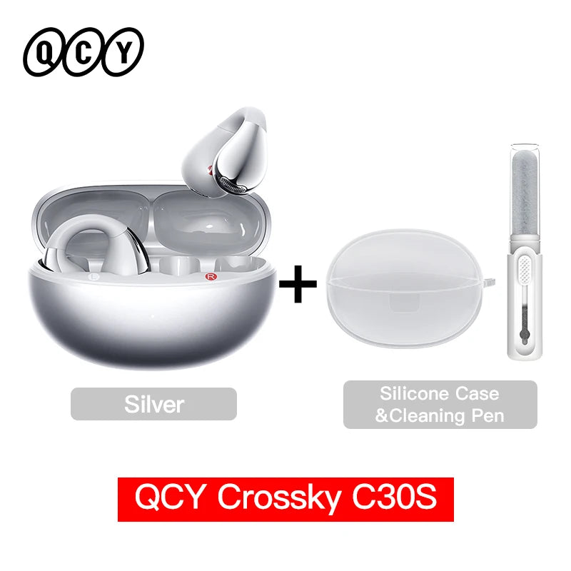 Crossky C30S Open Ear Wireless Earphones Hi-Res with LDAC Ear Clip Earbuds Bluetooth 6.0 Clip on OWS Sports Headphones 40Hrs