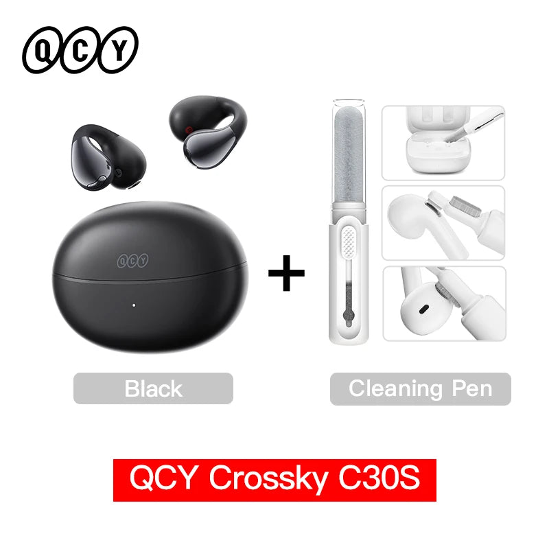 Crossky C30S Open Ear Wireless Earphones Hi-Res with LDAC Ear Clip Earbuds Bluetooth 6.0 Clip on OWS Sports Headphones 40Hrs