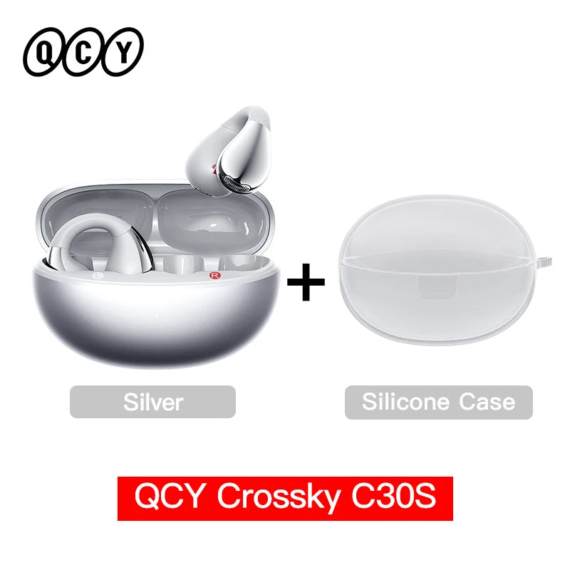 Crossky C30S Open Ear Wireless Earphones Hi-Res with LDAC Ear Clip Earbuds Bluetooth 6.0 Clip on OWS Sports Headphones 40Hrs