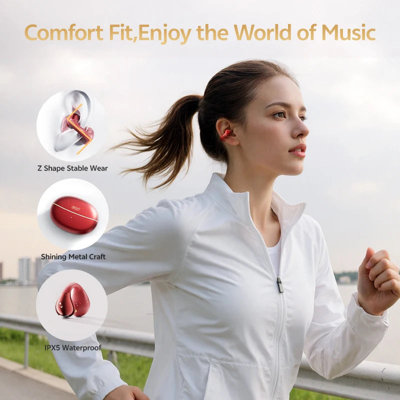 Crossky C30S Open Ear Wireless Earphones Hi-Res with LDAC Ear Clip Earbuds Bluetooth 6.0 Clip on OWS Sports Headphones 40Hrs