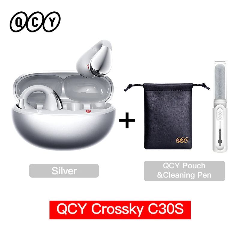 Crossky C30S Open Ear Wireless Earphones Hi-Res with LDAC Ear Clip Earbuds Bluetooth 6.0 Clip on OWS Sports Headphones 40Hrs