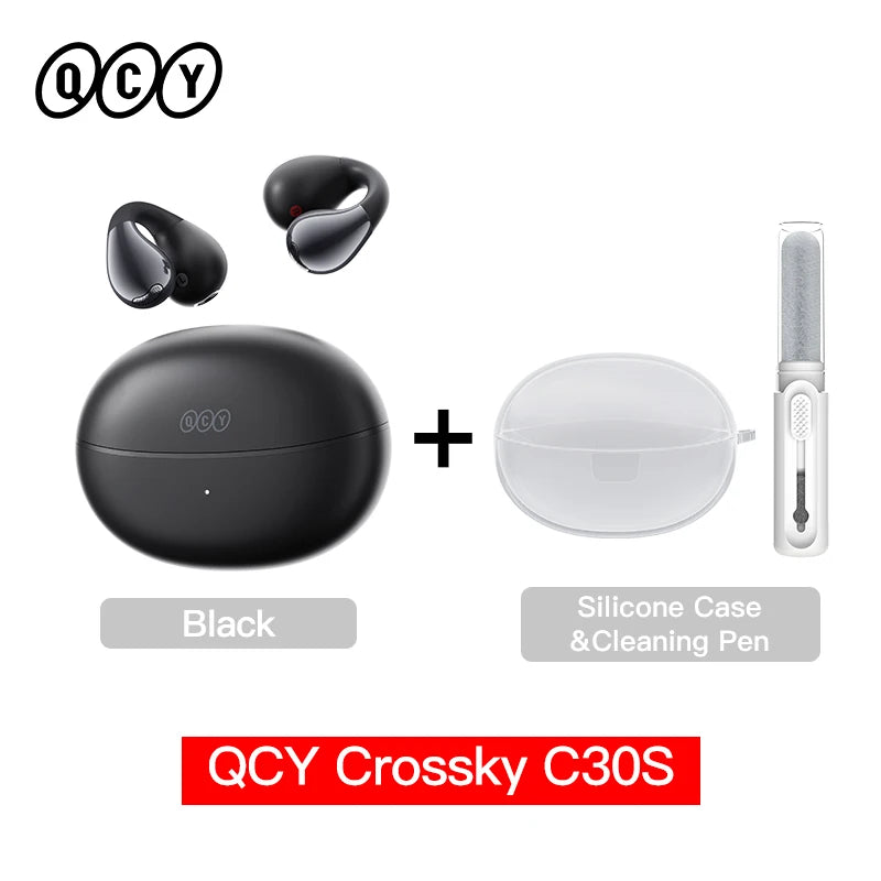 Crossky C30S Open Ear Wireless Earphones Hi-Res with LDAC Ear Clip Earbuds Bluetooth 6.0 Clip on OWS Sports Headphones 40Hrs