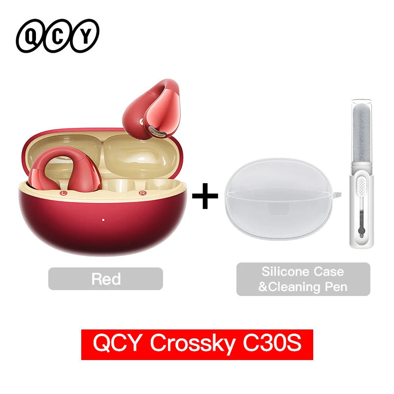 Crossky C30S Open Ear Wireless Earphones Hi-Res with LDAC Ear Clip Earbuds Bluetooth 6.0 Clip on OWS Sports Headphones 40Hrs