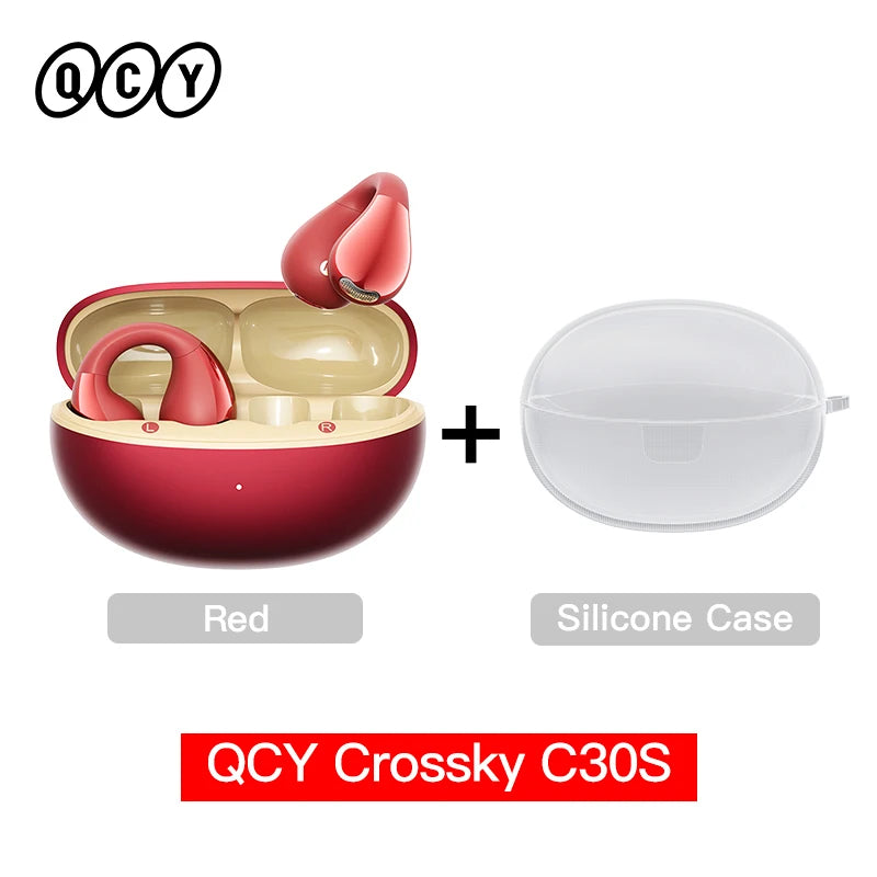 Crossky C30S Open Ear Wireless Earphones Hi-Res with LDAC Ear Clip Earbuds Bluetooth 6.0 Clip on OWS Sports Headphones 40Hrs